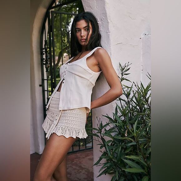 Free People Beach Marie Tank Button Down Corset Tank Black Small New NWOT - Picture 3 of 12